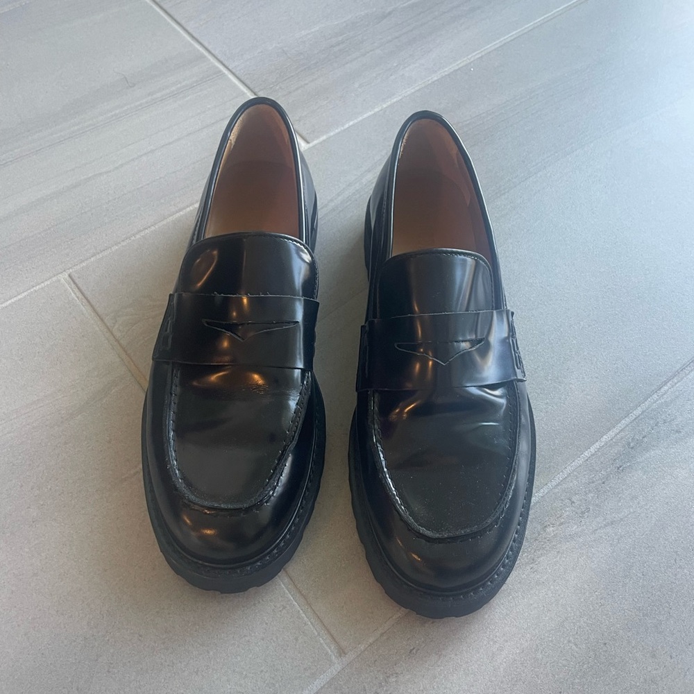 Glossy Black Patent Leather Slip-On Loafers